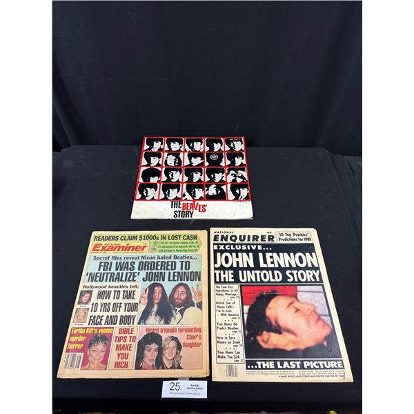 Lot of 2 1980's John Lennon Magazines and Beatles Apple Record Japan Booklet