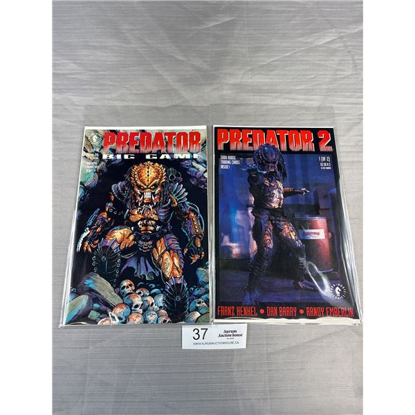 Lot of 2 1991 DC Dark Horse Predator 2 Movie Adaptation #1 and Predator Big Game #1 Comics