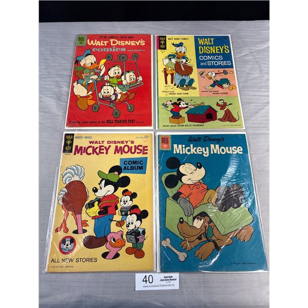 Lot of 4 Early 1960's Donald Duck and Mickey Mouse Comics
