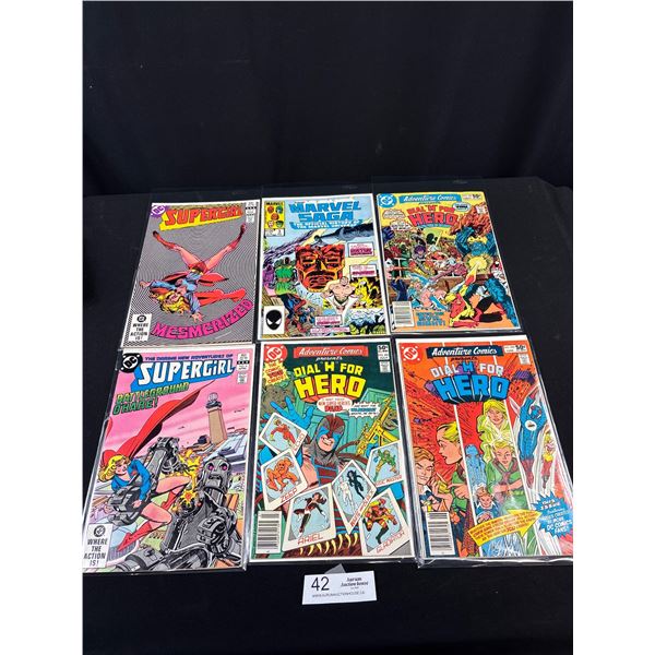 Lot of 6 Vintage Comics, 3 1981 Dial H For Hero, 2 1983 Supergirl and 1985 Marvel Saga