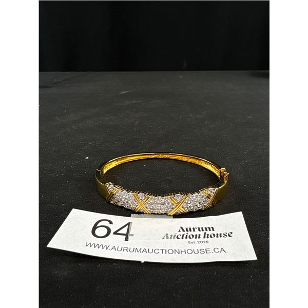 A Very Nice Sterling Silver Bracelet Gold Plated with CZ Stones
