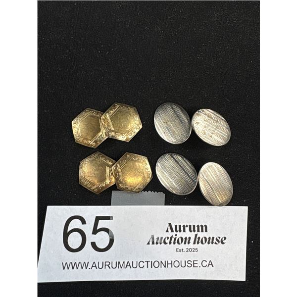 A Nice Vintage Lot 333 8KT Gold White Gold Cuff Links