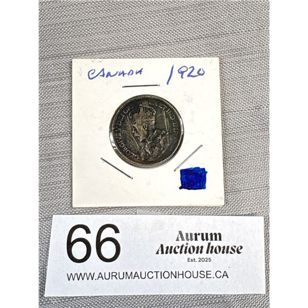 1920 Canada 25 Cent Silver Quarter in Holder