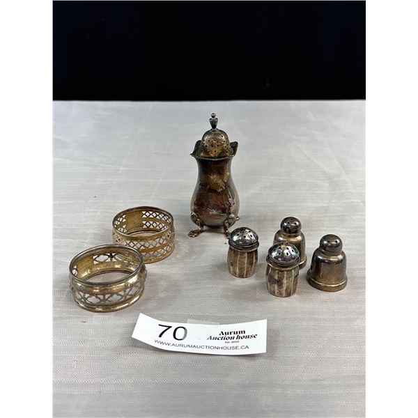 114 Grams of Sterling Silver Napkin Rings and Salt and Pepper Shakers
