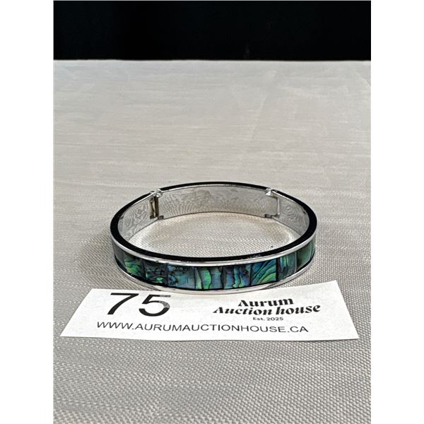 Hinged Bangle w/ Abalone Stones
