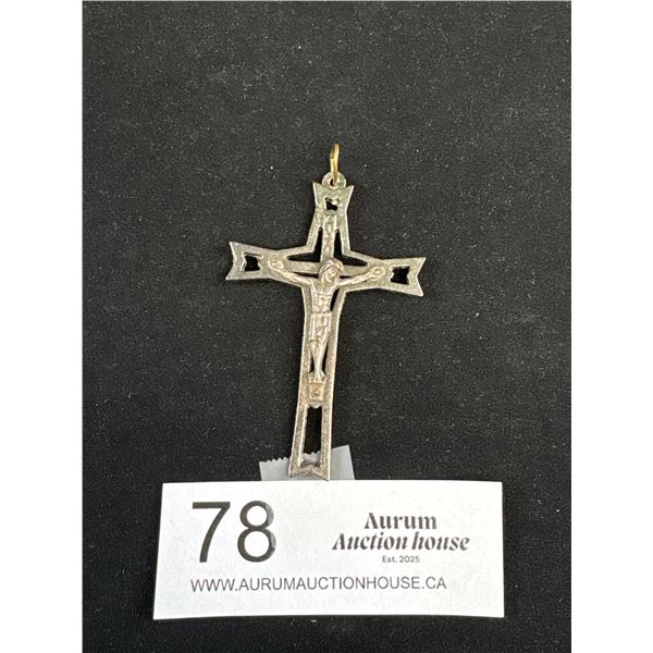 Vintage Cross Cruzifix Pendant Marked Italy
