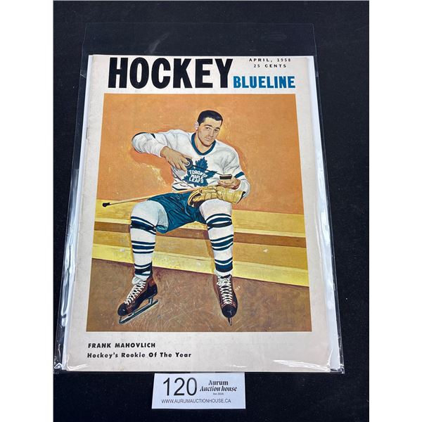 1958 Hockey Blueline Magazine Frank Mahovlich "Rookie of The Year" Cover
