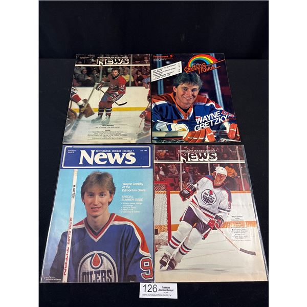 Lot of 4 Early 1980s Scotiabank News, 3 Gretzky Covers and 1 Gretzky Centerfold