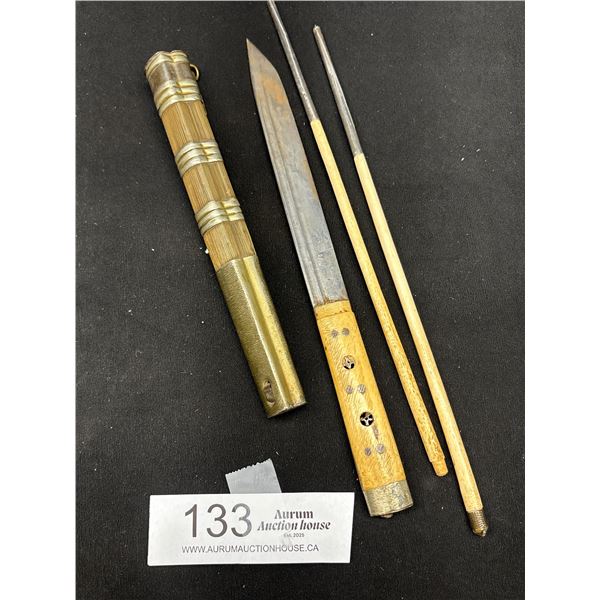 Japanese Cutlery Set Knife, Chopsticks, Sheath