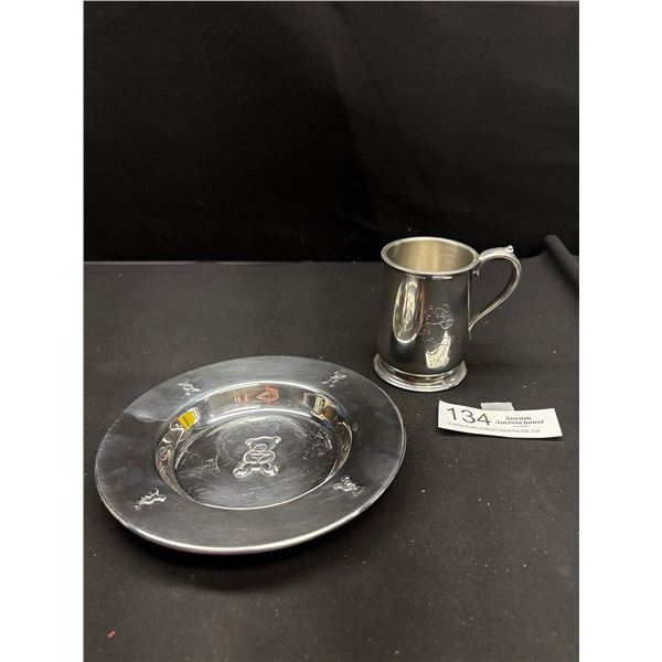 Birks Silverplated Baby Dish Sheffield Pewter Child Mug