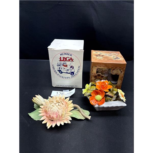 Royal Adderly Floral Cappdimonte Floral, Hawaii Island Mug N/B, Laidback Golfer Mug N/B