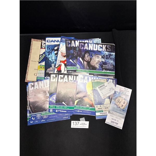 Canucks Poster Program Lot w/ Ticket Stubs for Emily Griffiths Suite