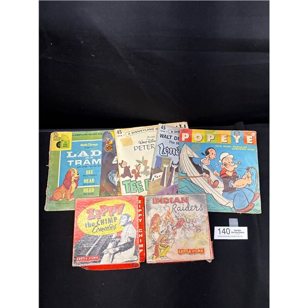 5 Childrens Story Records + 2 8mm Childrens Films