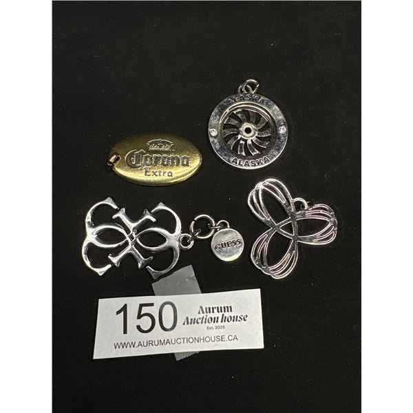 4 Vintage Metal Pendants