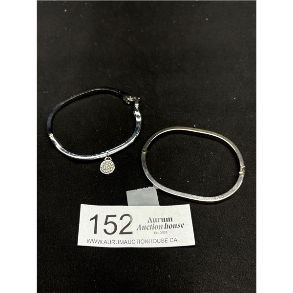 2 Vintage Hinged Bangles w/ One Charm