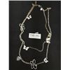 Image 1 : Silver Tone Double Strands Chain w/ Butterfly Pendants Necklace, Very Long