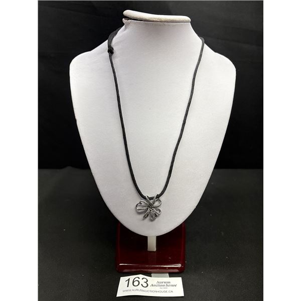 Vintage Sterling Silver Pendant w/ Black Card Necklace Marked 925 + Hallmark