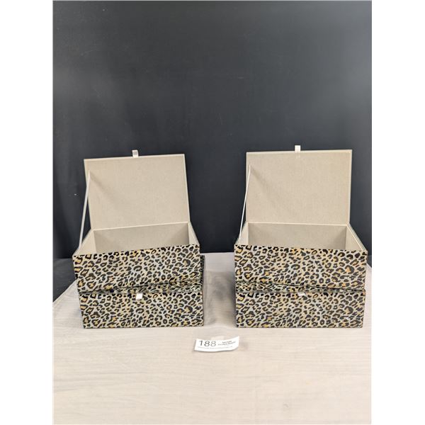 Lot of 4 Tiger Print Mirror Jewellery Boxes Felt Lined