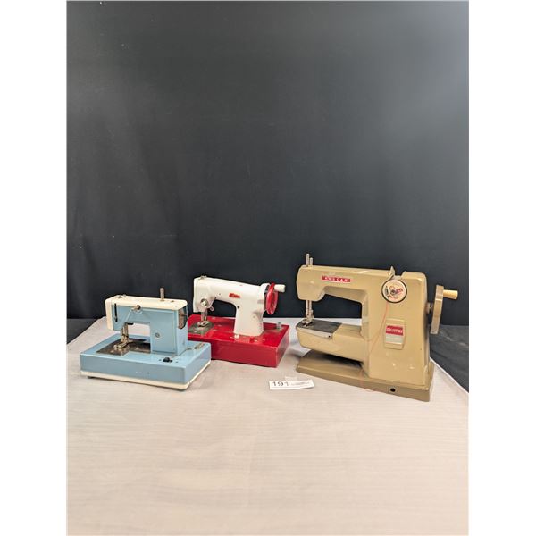 Lot of 3 Vintage Mid Century Kids Toy Sewing Machines