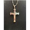 Image 2 : Silver Tone Chain w/ Cross Pendant Necklace