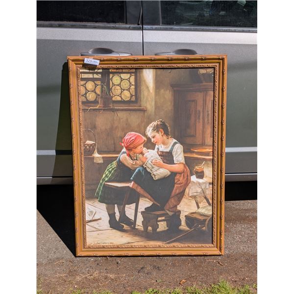 A Very Nicely Framed Print on Canvas 1887 Beautiful Frame. 30" x 40" NO SHIPPING