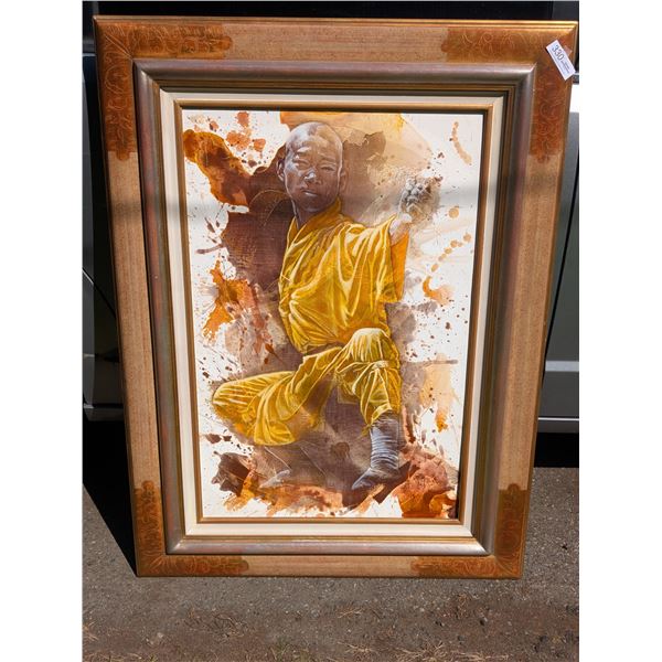 A Beautifully Framed Shaulin Monk Print on Canvas 36" x 49" NO SHIPPING