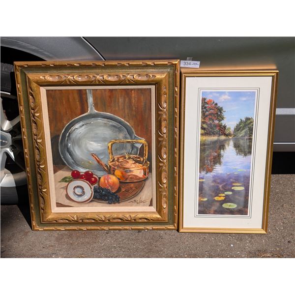 2 Very Nicely Framed Art Pieces in Beautiful Frames Largest Being 24" x 29"