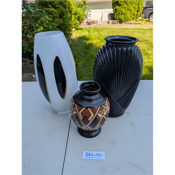 3 Decorative Vases Tallest Being 13.5  Tall