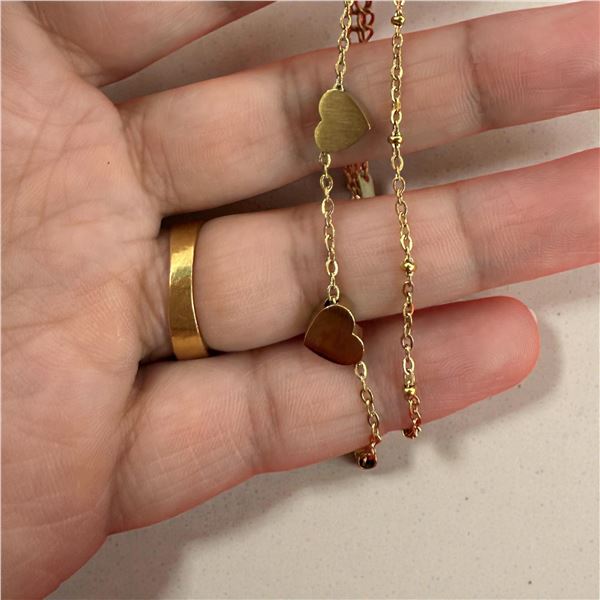 Gold finish 18 Bracelet with Heart beads