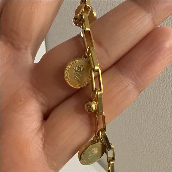 Gold plated 18 carat bracelet with elizabeth stamps