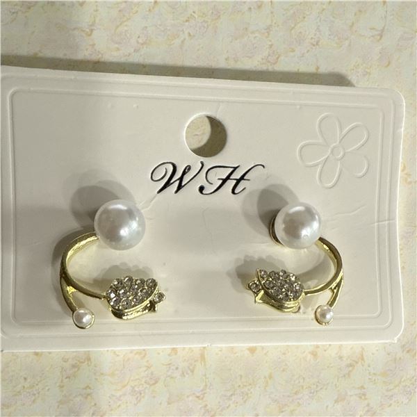 Gold plated rose and pearl ear studs 18 Carat