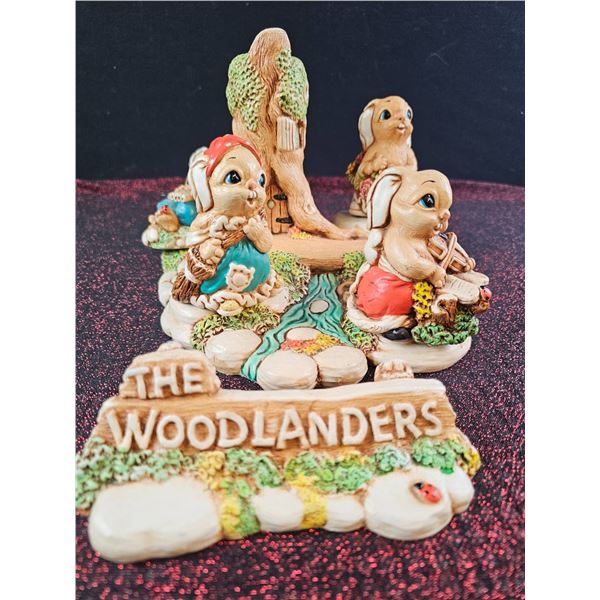 The Woodlanders Figurine Set Featuring Forest Animals and Treehouse Scene