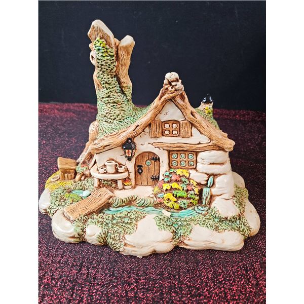 Hand-Painted Ceramic Cottage Figurine With Scenic Detailing