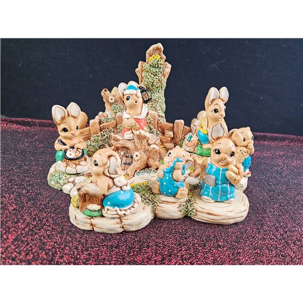Hand-Painted Ceramic Figurine Set Featuring Woodland Animals
