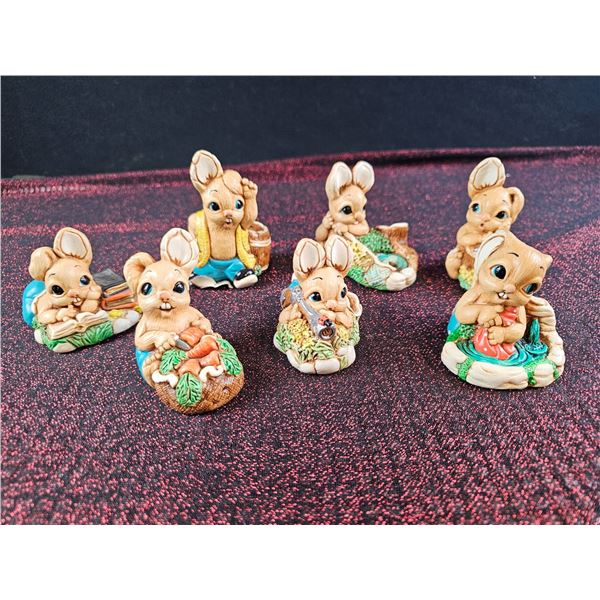 7 Hand-Painted Ceramic Mouse Figurines in Themed Designs