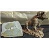 Image 1 : Soapstone Carvings of Standing Buffalo on Cliff and Scenic Etching
