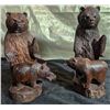 Image 1 : Wooden Bear Sculptures With Fish And Cub Details