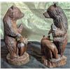 Image 5 : Wooden Bear Sculptures With Fish And Cub Details
