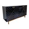 Image 1 : 4-Door Sideboard Black Lacquer & Gold Geometric Art Deco Credenza - approx. 55in x 15 1/2in x 31 1/2