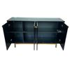 Image 2 : 4-Door Sideboard Black Lacquer & Gold Geometric Art Deco Credenza - approx. 55in x 15 1/2in x 31 1/2