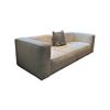 Image 1 : Modern Low Profile Cream Tuxedo Sofa Velvet Textured Fabric Block Frame Couch - approx. 92in x 37in 