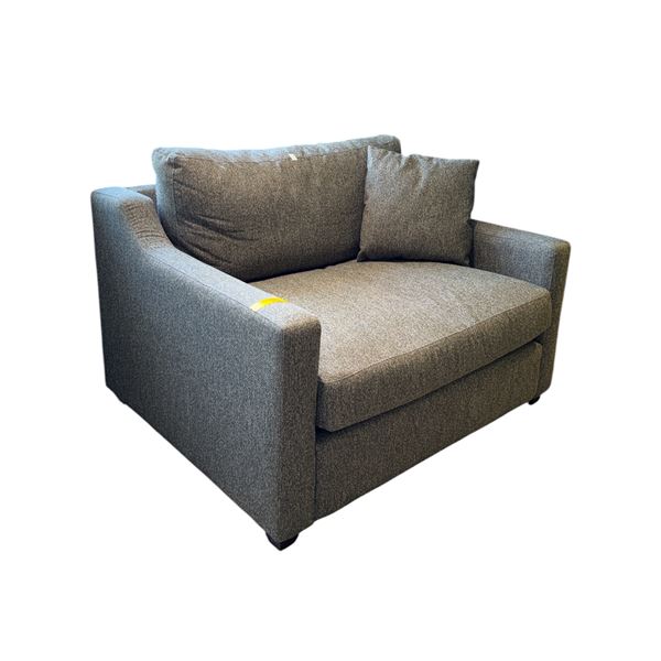 Modern Charcoal Grey Chair and a Half Wide Oversized Armchair Tweed Fabric Lounger - 46in x 39in x 2