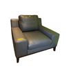 Image 1 : Modern Slate Grey Leather Armchair Wide Track Arm Accent Chair Wood Base Lounge