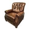 Image 1 : Classic Brown Leather Tufted Manual Recliner Rolled Arm Chair