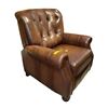 Image 3 : Classic Brown Leather Tufted Manual Recliner Rolled Arm Chair