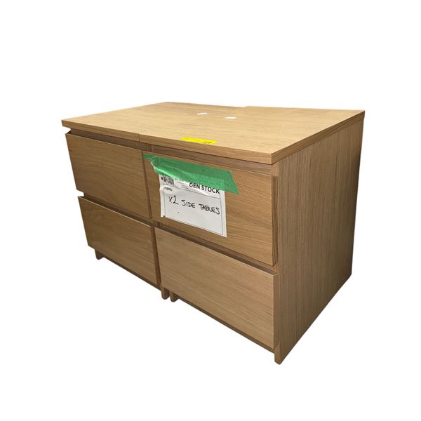 Set of two 2 drawer side table from set dec - 16in x 19in x 22in
