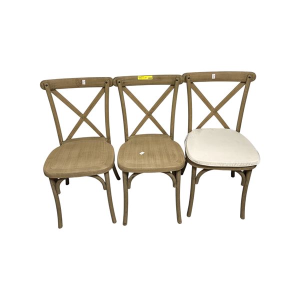 Set of 3 Weathered Oak Crossback Dining Chairs from set dec
