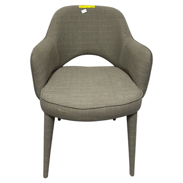 Modern Taupe Fabric Cutout Back Armchair