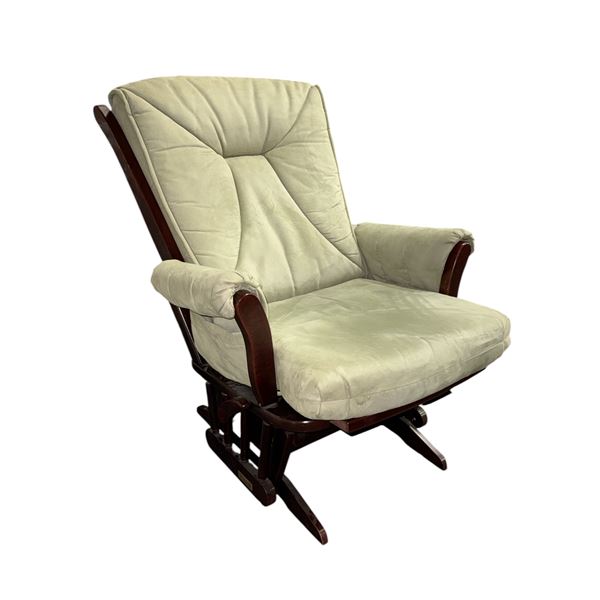 Dutailier Wood Glider Rocker Chair with Sage Cushions