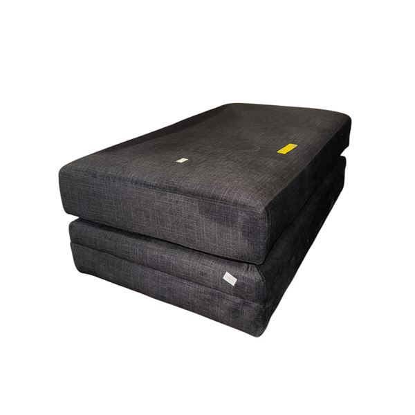 Modern Charcoal Grey Textured Fabric Ottoman Bench - approx. 41in x 24in x 16in